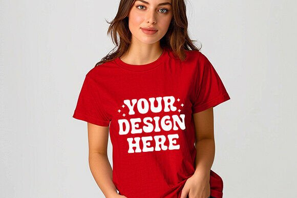 Download Black Friday Women’s TShirt Mockup Red - Premium Resources